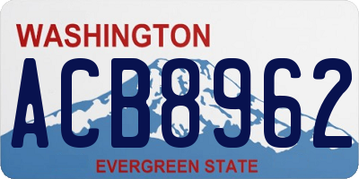 WA license plate ACB8962
