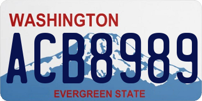 WA license plate ACB8989