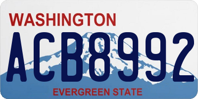 WA license plate ACB8992