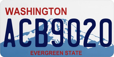 WA license plate ACB9020