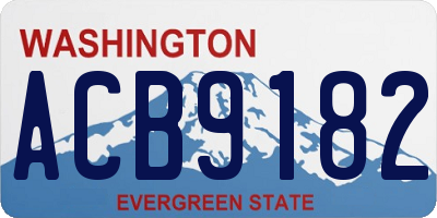 WA license plate ACB9182