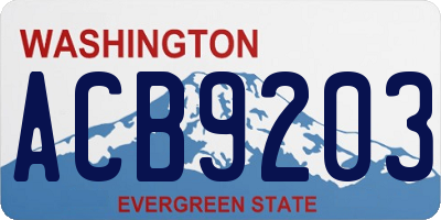 WA license plate ACB9203
