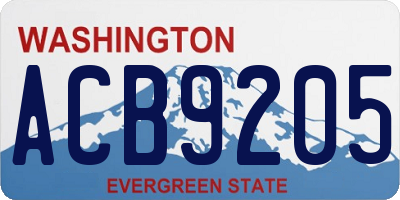 WA license plate ACB9205
