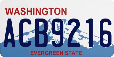 WA license plate ACB9216