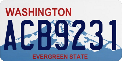WA license plate ACB9231