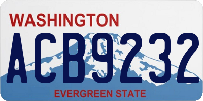 WA license plate ACB9232