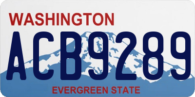 WA license plate ACB9289
