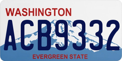 WA license plate ACB9332