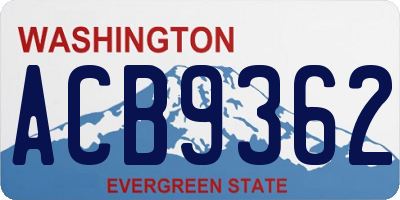 WA license plate ACB9362