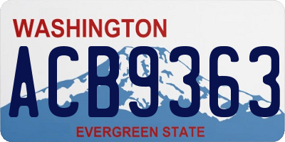 WA license plate ACB9363