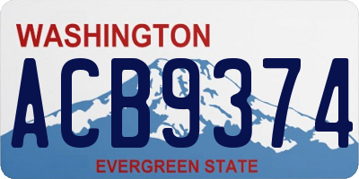 WA license plate ACB9374