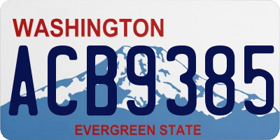 WA license plate ACB9385