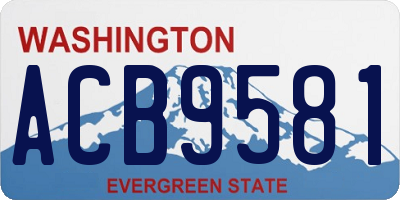 WA license plate ACB9581