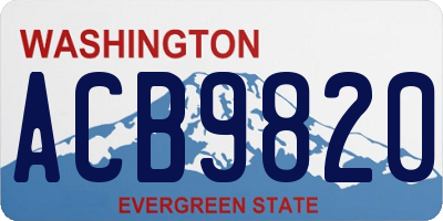 WA license plate ACB9820