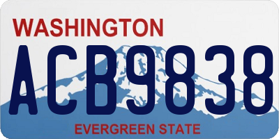 WA license plate ACB9838