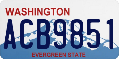 WA license plate ACB9851