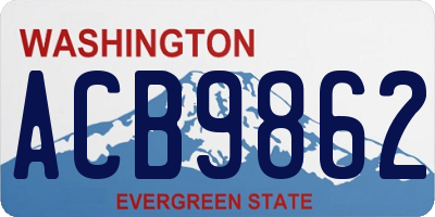 WA license plate ACB9862