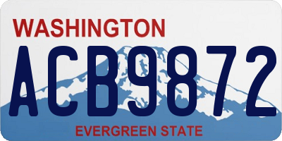 WA license plate ACB9872
