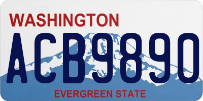 WA license plate ACB9890