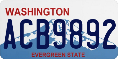 WA license plate ACB9892