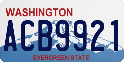 WA license plate ACB9921