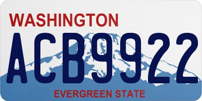 WA license plate ACB9922