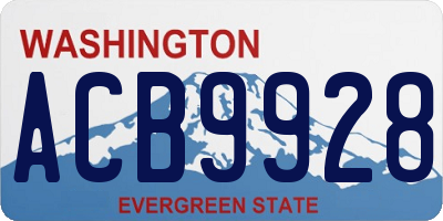 WA license plate ACB9928