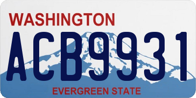 WA license plate ACB9931