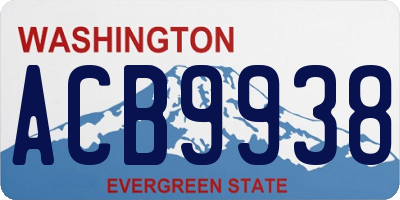 WA license plate ACB9938