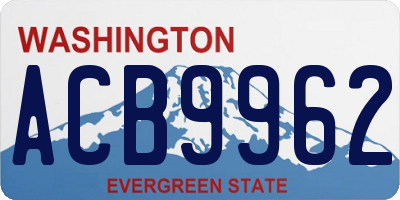 WA license plate ACB9962