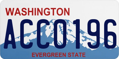 WA license plate ACC0196