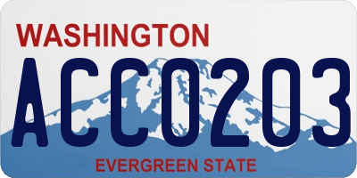 WA license plate ACC0203
