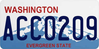 WA license plate ACC0209
