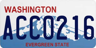 WA license plate ACC0216