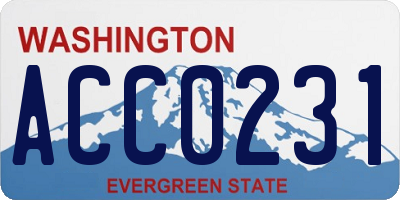 WA license plate ACC0231