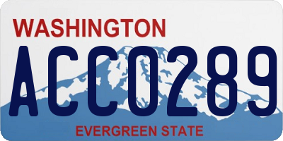 WA license plate ACC0289