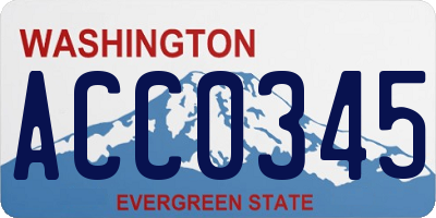 WA license plate ACC0345