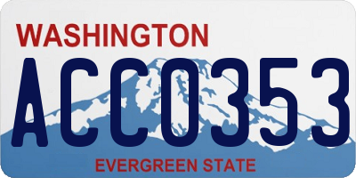 WA license plate ACC0353