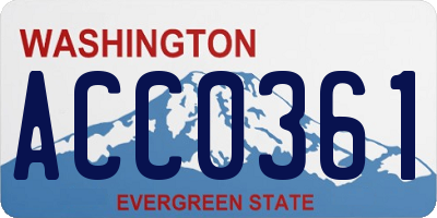 WA license plate ACC0361