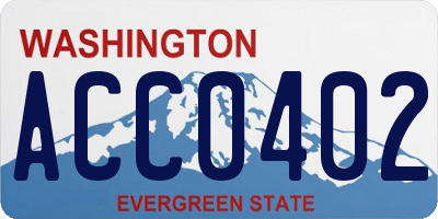 WA license plate ACC0402