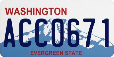 WA license plate ACC0671