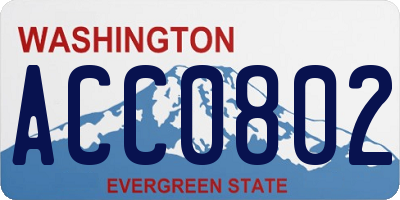 WA license plate ACC0802