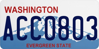 WA license plate ACC0803