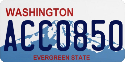 WA license plate ACC0850