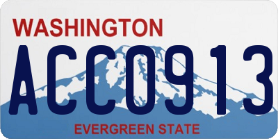 WA license plate ACC0913