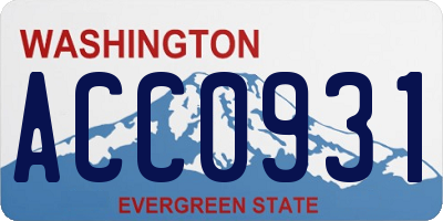 WA license plate ACC0931