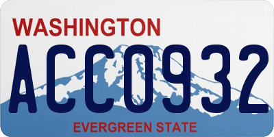 WA license plate ACC0932