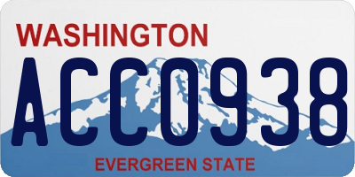 WA license plate ACC0938