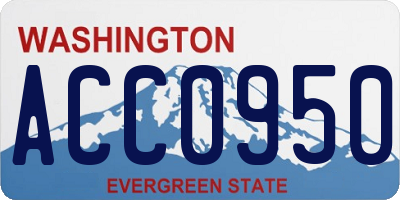 WA license plate ACC0950