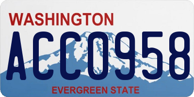 WA license plate ACC0958